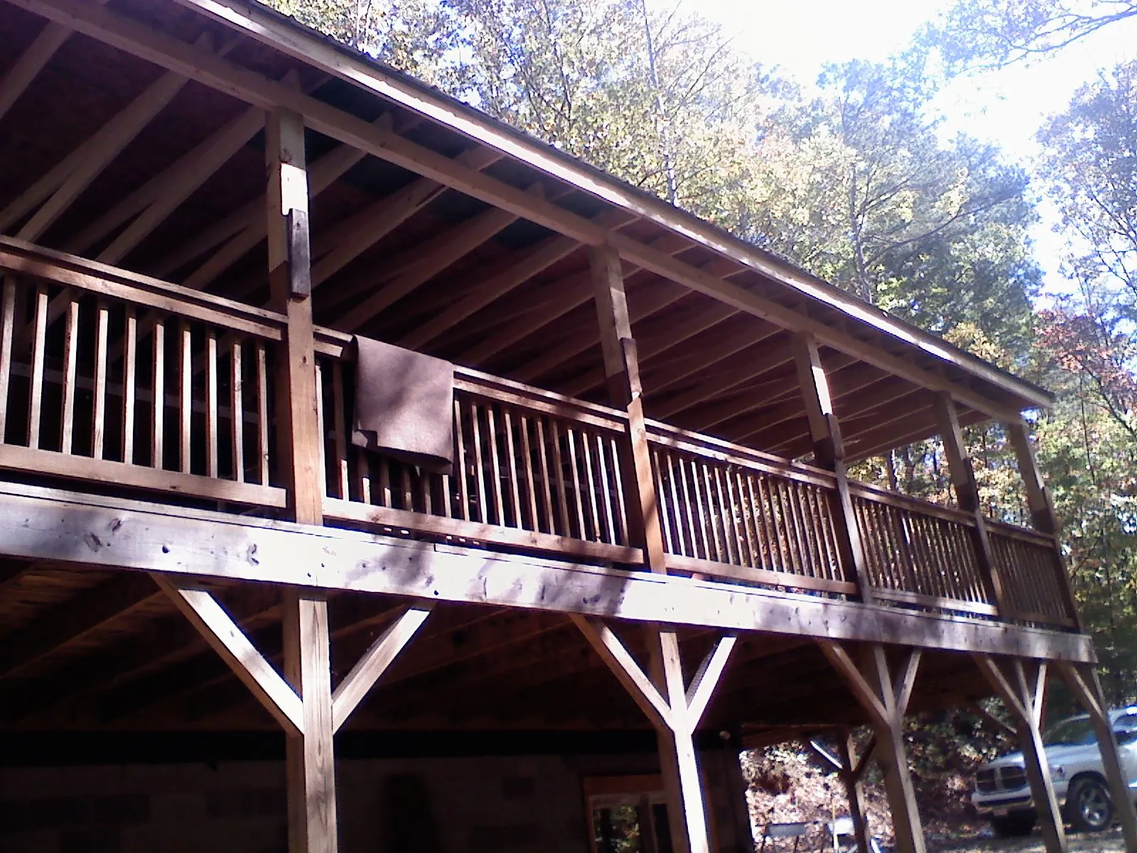 Timber framing under a new elevated porch and deck — Roof Leak Repair in Prince George by Roofing Brothers